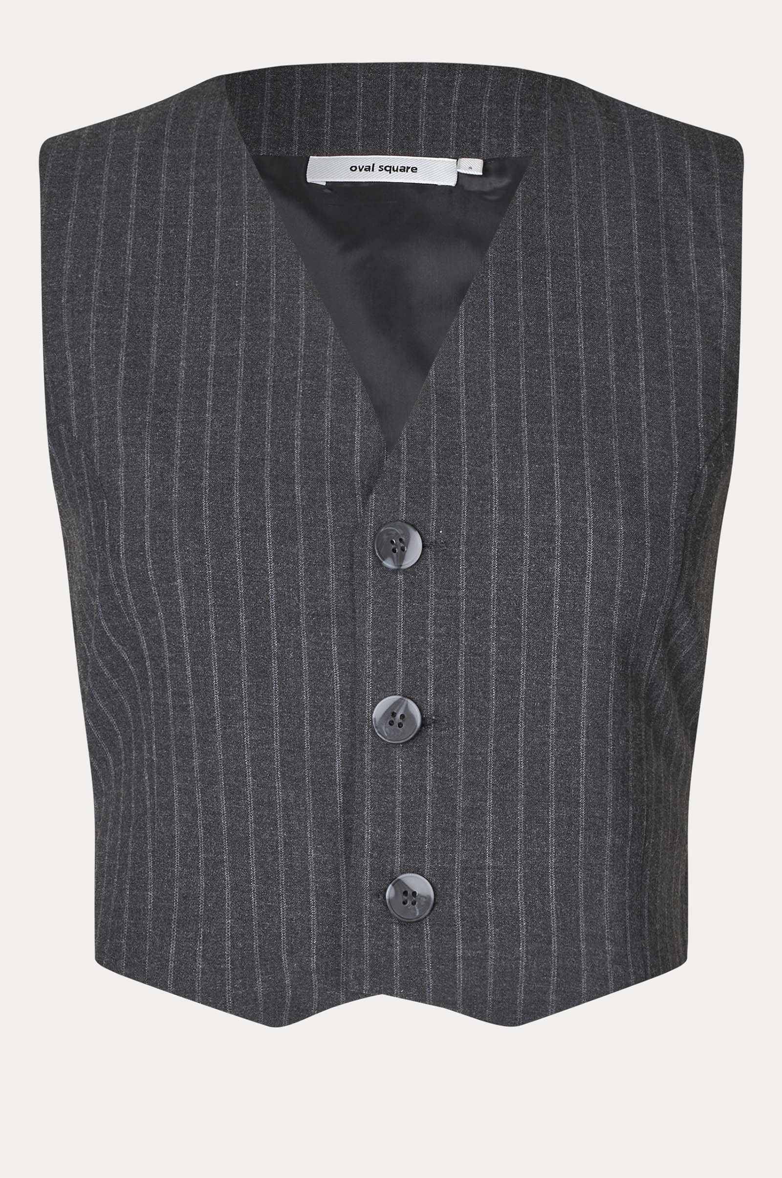 Oval Square Rowy Vest TOP 7013 Dark Grey Pinstripe