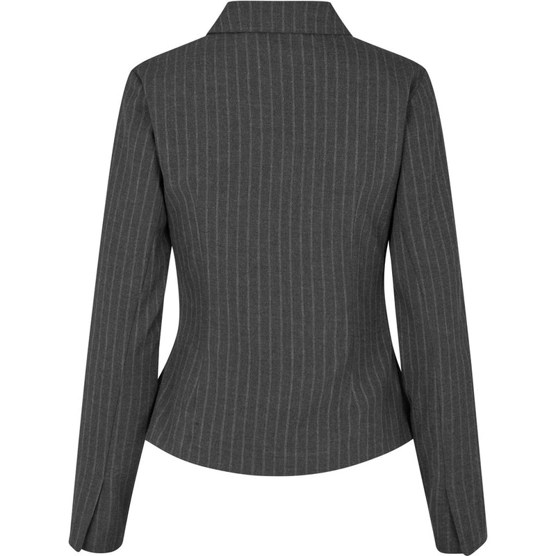 Oval Square Rowy Zip Shirt BLOUSES 7013 Dark Grey Pinstripe