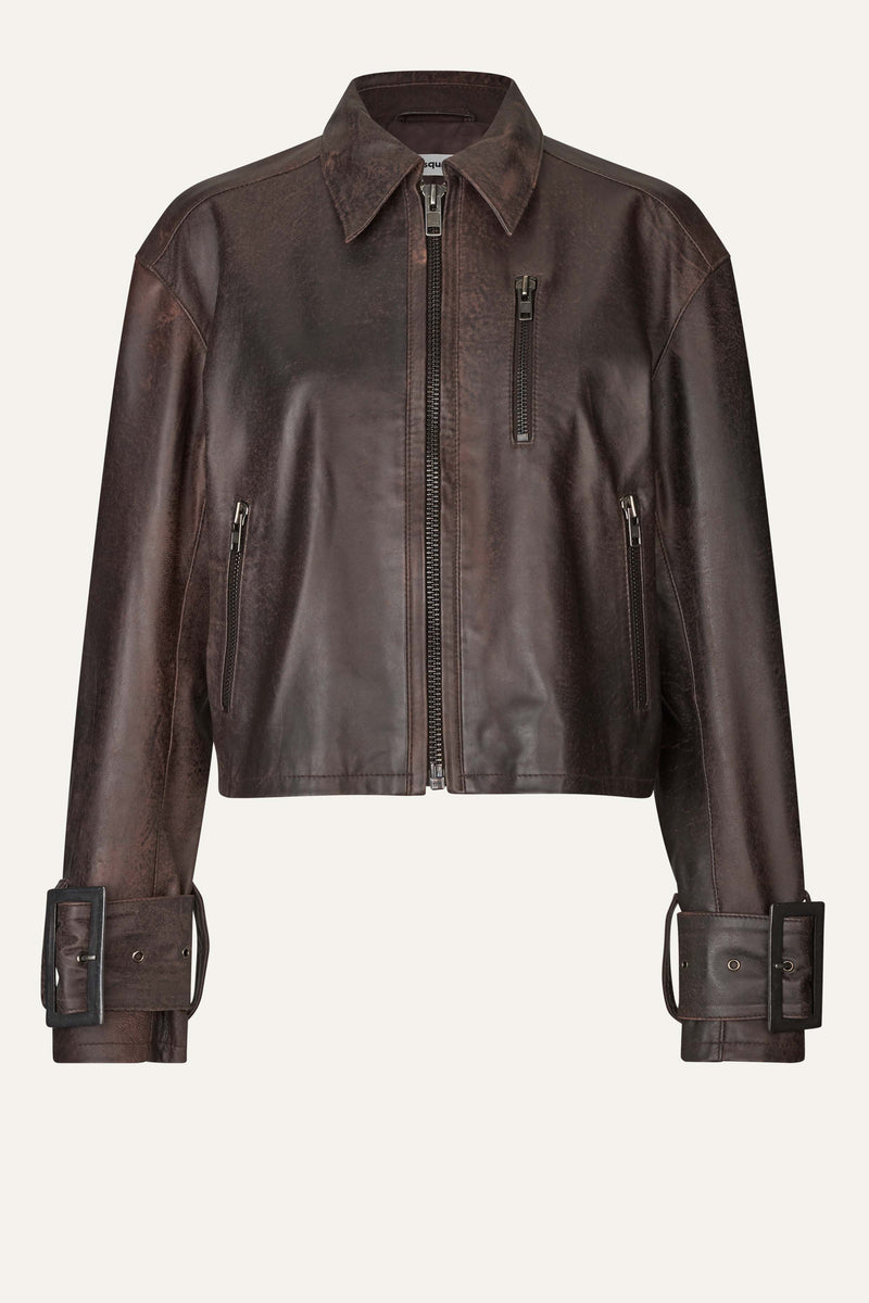 Oval Square Roxy Leather Jacket JACKETS Chocolate Vintage