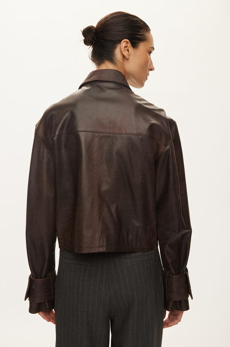 Oval Square Roxy Leather Jacket JACKETS Chocolate Vintage