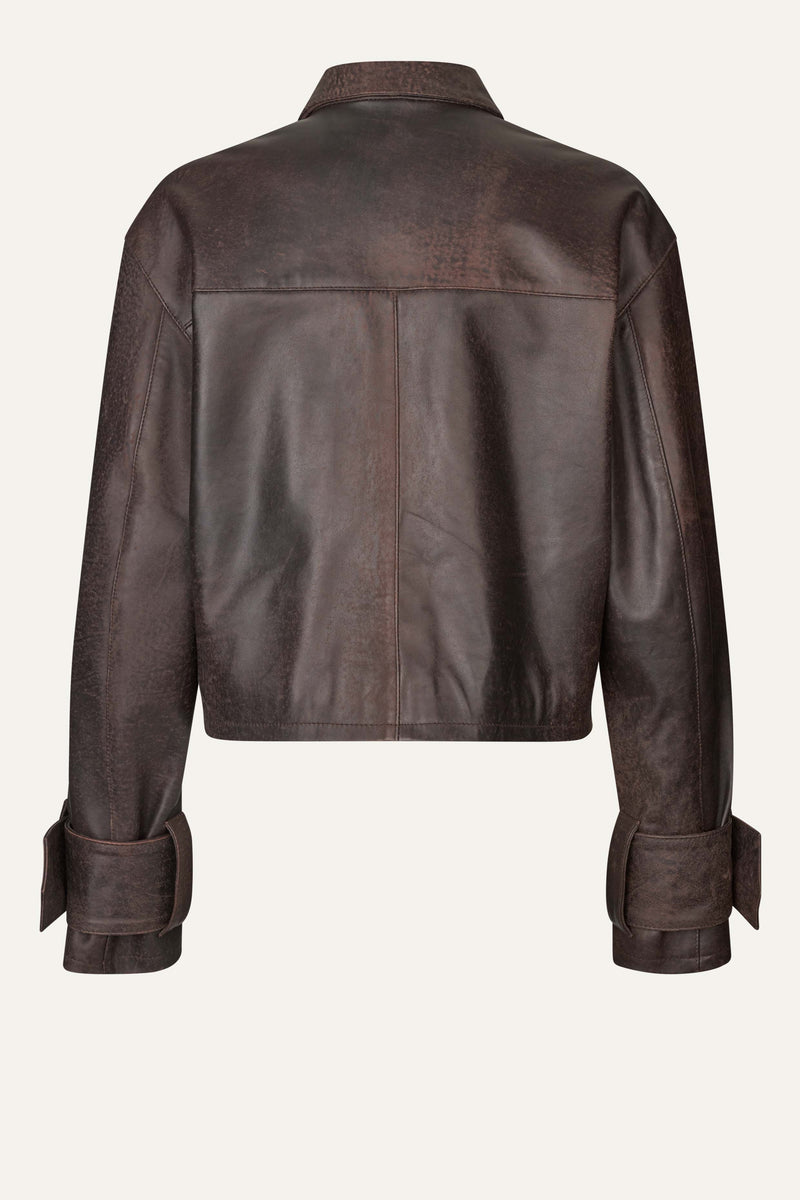 Oval Square Roxy Leather Jacket JACKETS Chocolate Vintage