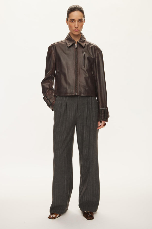 Oval Square Roxy Leather Jacket JACKETS Chocolate Vintage