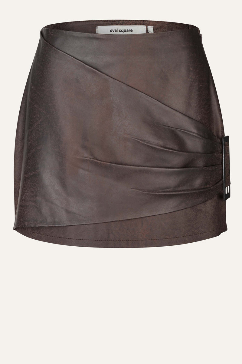 Oval Square Roxy Leather Skirt SKIRTS Chocolate Vintage