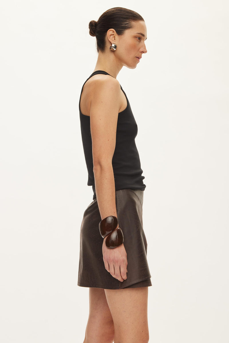 Oval Square Roxy Leather Skirt SKIRTS Chocolate Vintage