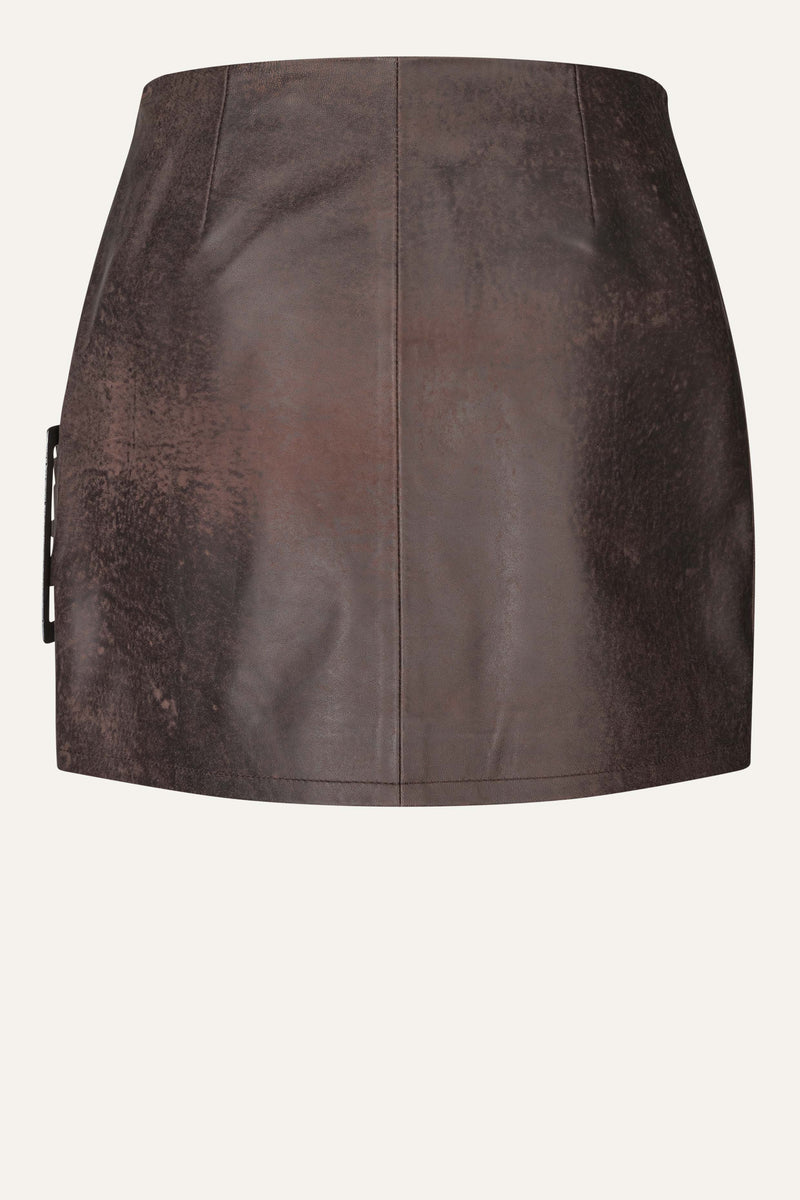 Oval Square Roxy Leather Skirt SKIRTS Chocolate Vintage