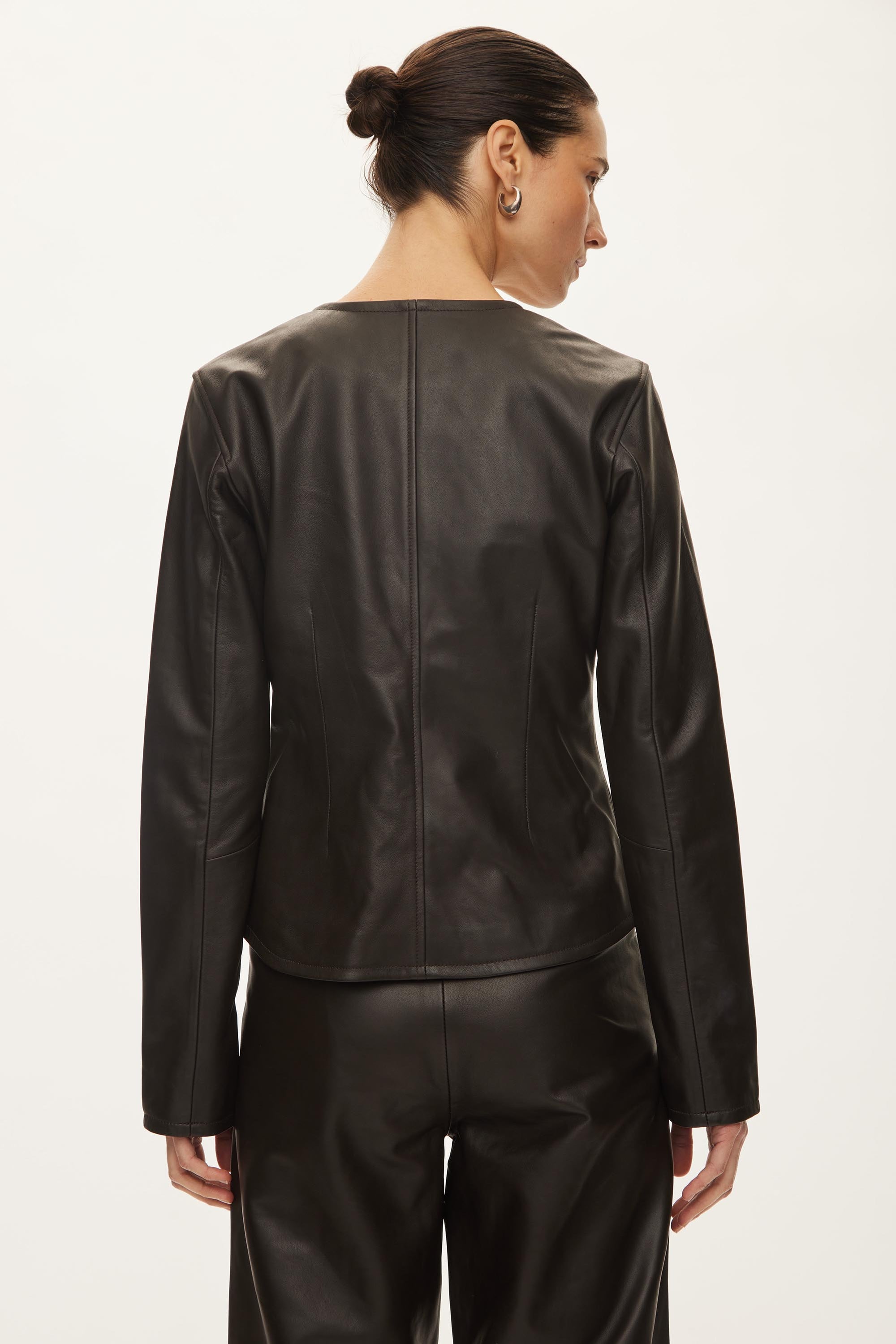 Oval Square Roy Leather Blouse BLOUSES Chocolate Torte