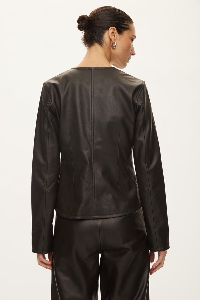 Oval Square Roy Leather Blouse BLOUSES Chocolate Torte