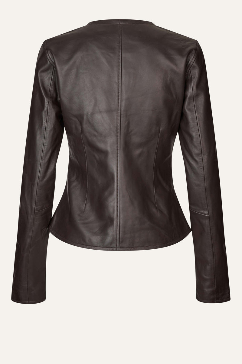 Oval Square Roy Leather Blouse BLOUSES Chocolate Torte