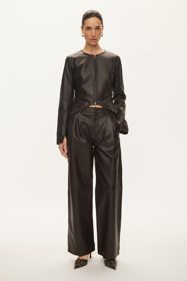 Oval Square Roy Leather Blouse BLOUSES Chocolate Torte