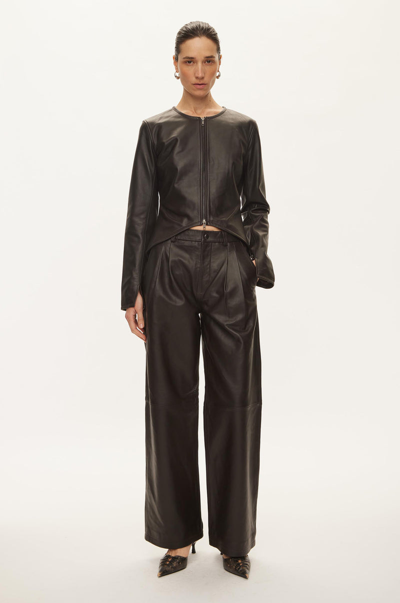 Oval Square Roy Leather Blouse BLOUSES Chocolate Torte