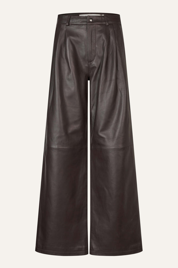 Oval Square Roy Leather Trousers TROUSERS Chocolate Torte