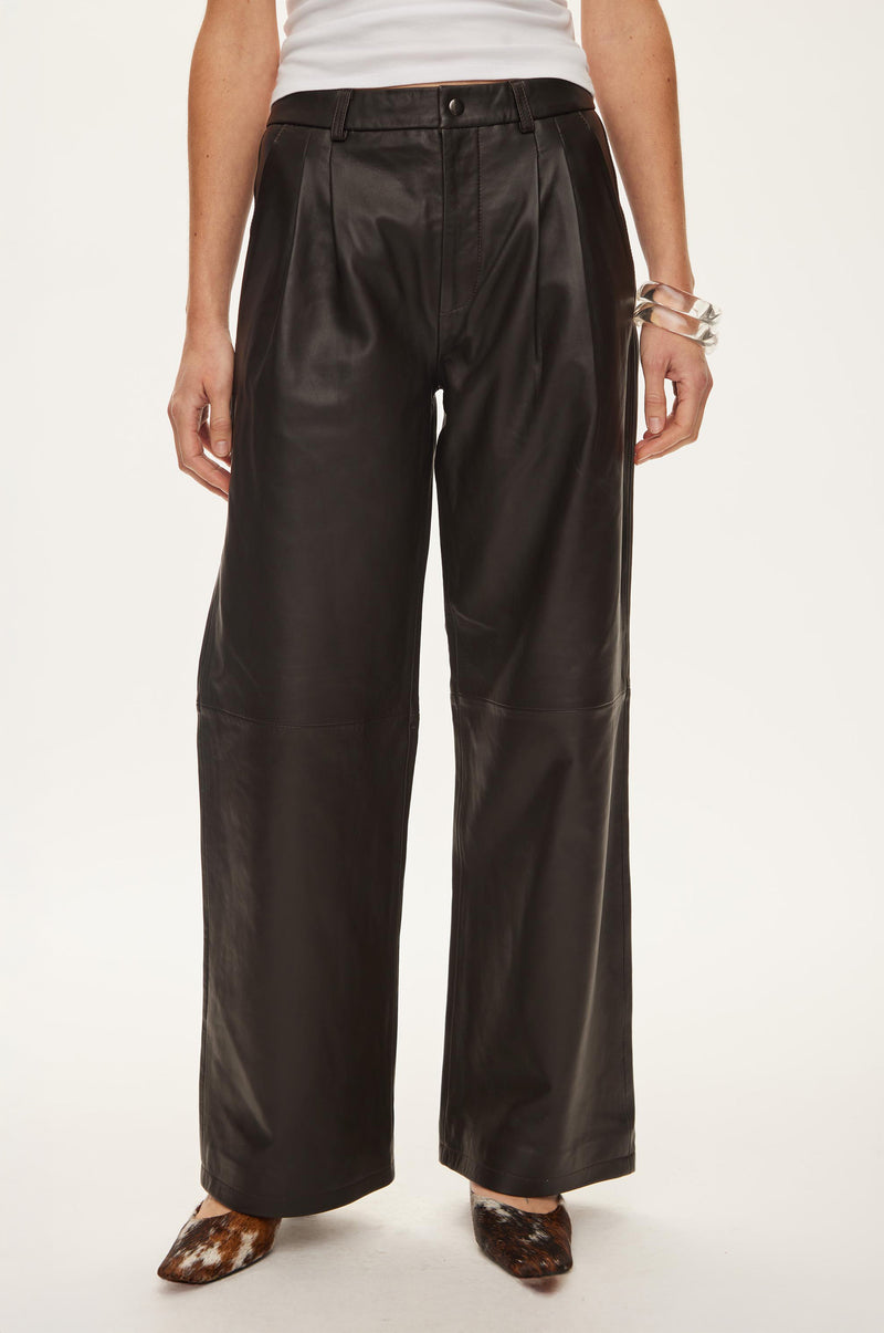 Oval Square Roy Leather Trousers TROUSERS Chocolate Torte