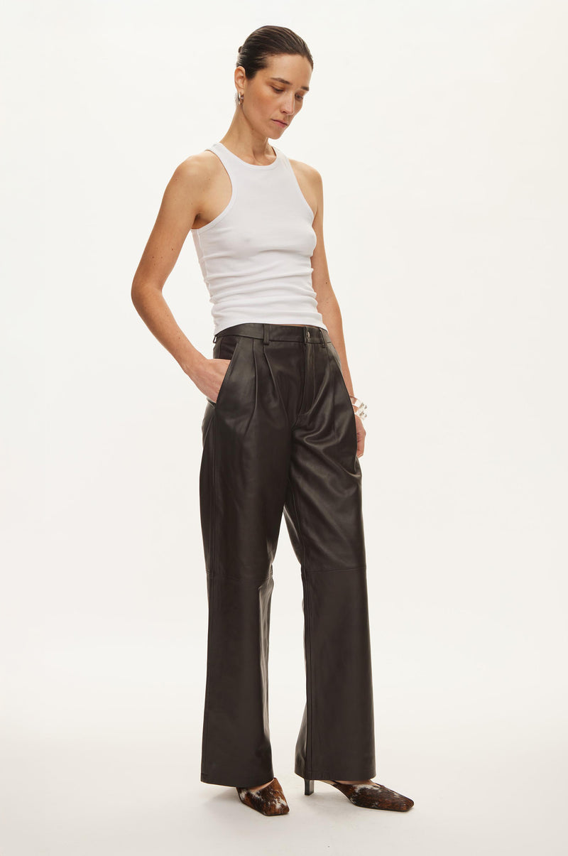 Oval Square Roy Leather Trousers TROUSERS Chocolate Torte