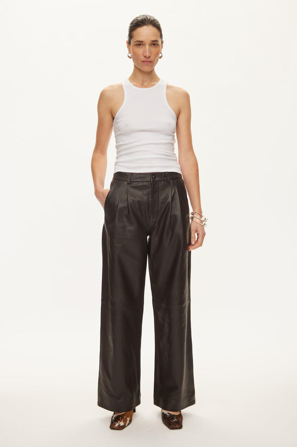 Oval Square Roy Leather Trousers TROUSERS Chocolate Torte