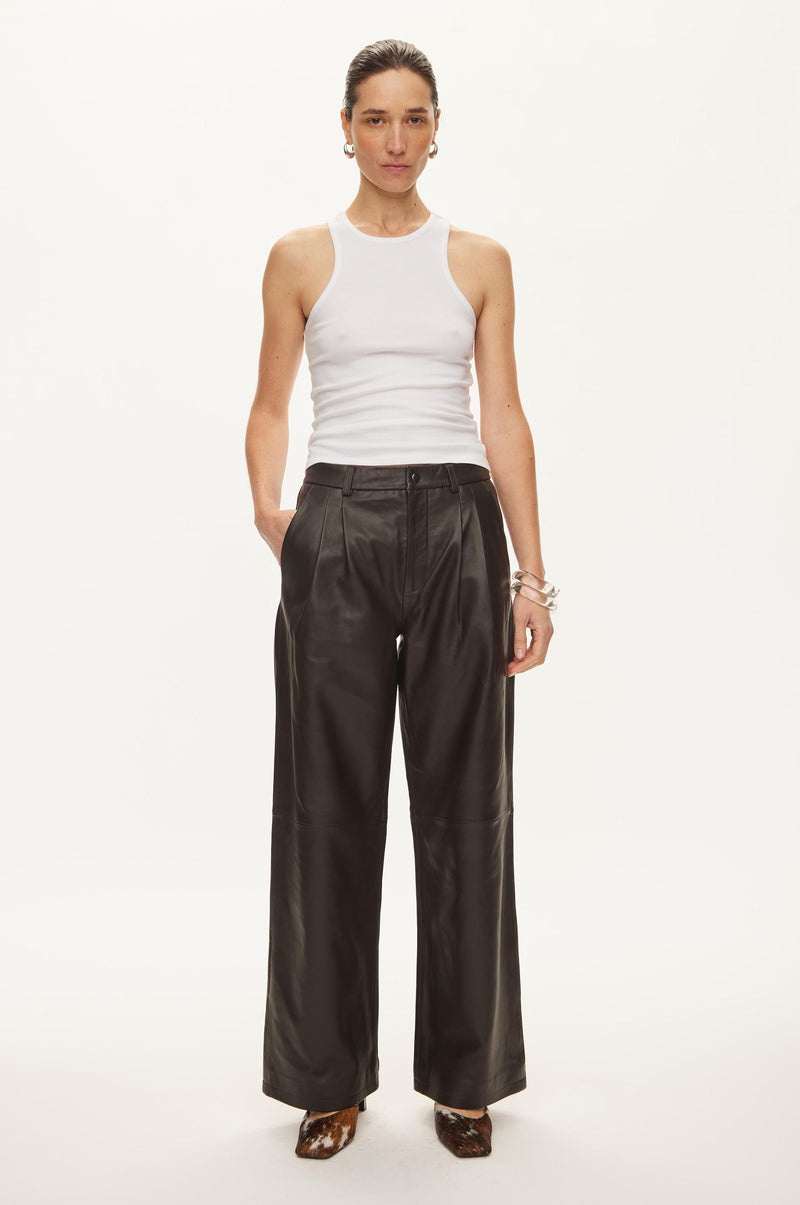 Oval Square Roy Leather Trousers TROUSERS Chocolate Torte