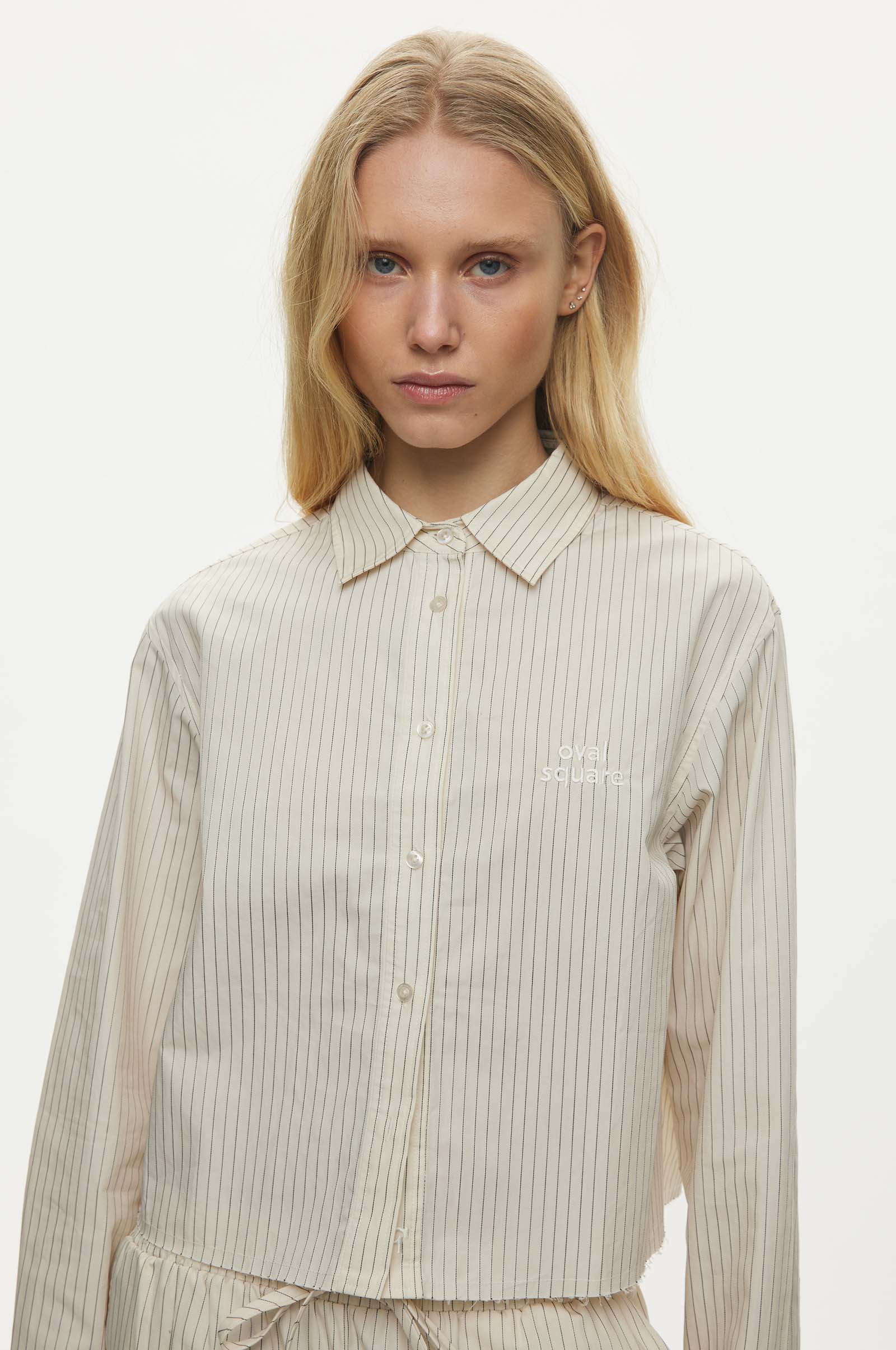 Oval Square Sava Cropped Shirt SHIRTS 1009 Off White Pinstripe