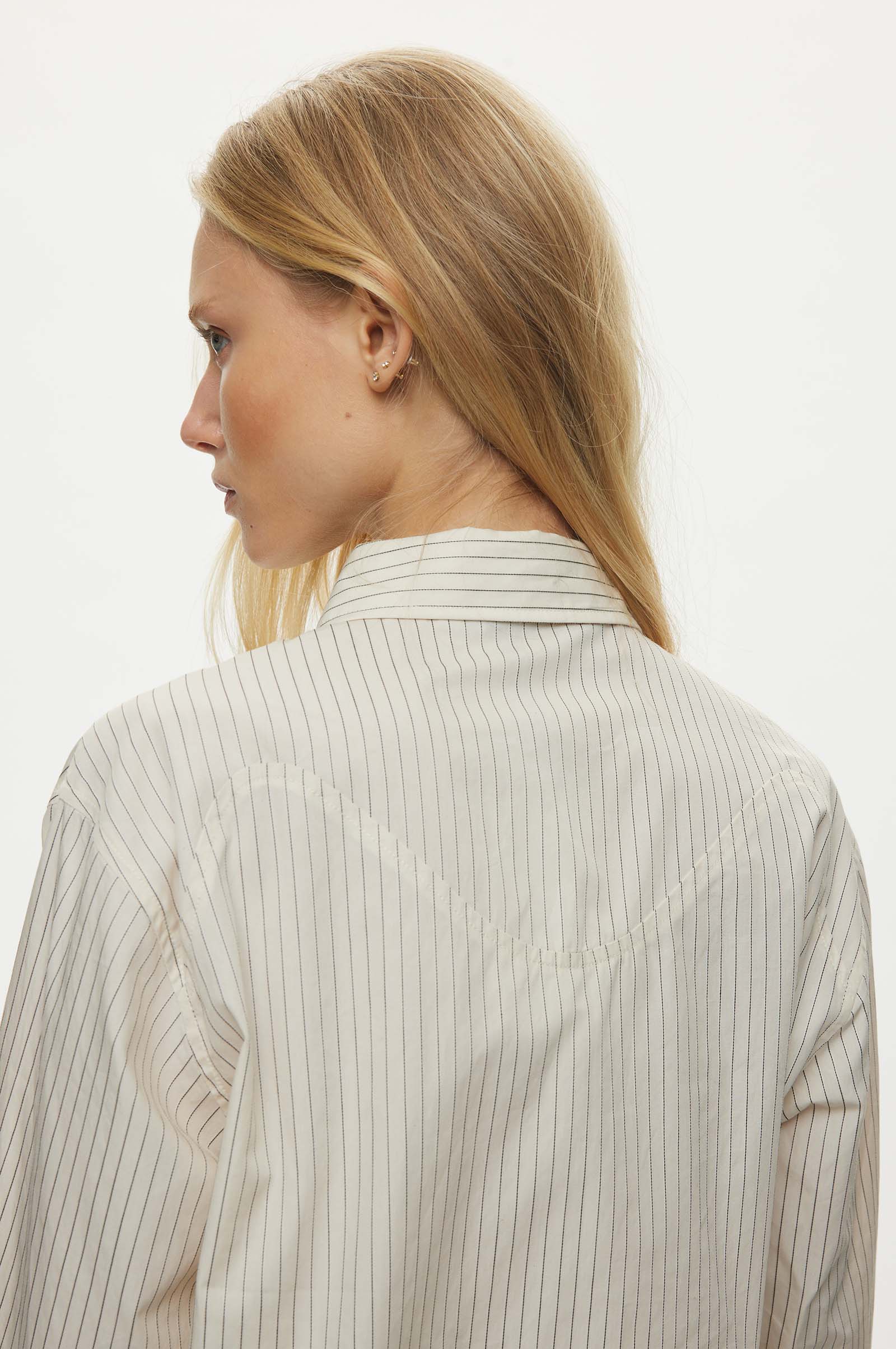 Oval Square Sava Cropped Shirt SHIRTS 1009 Off White Pinstripe