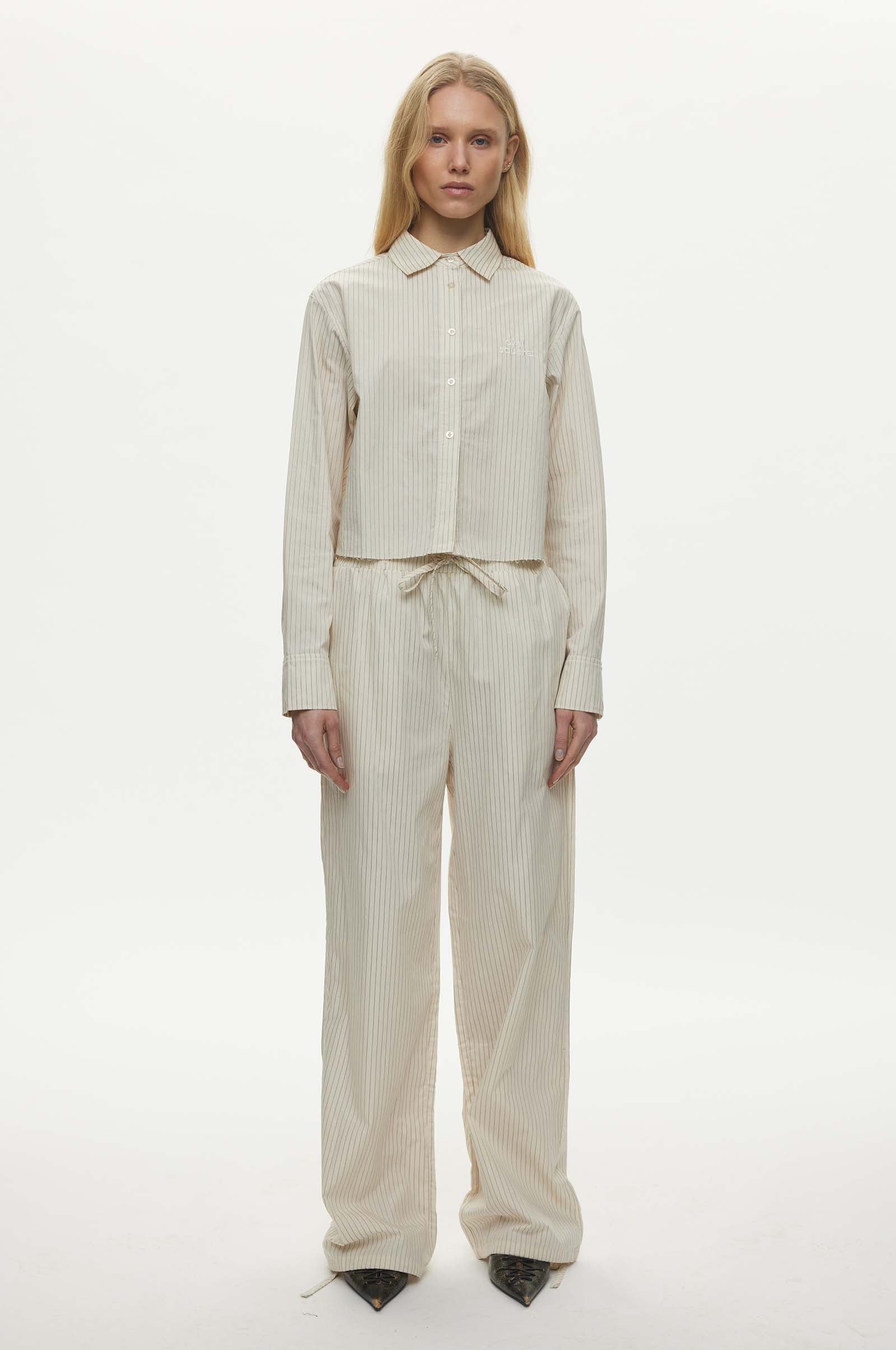 Oval Square Sava Cropped Shirt SHIRTS 1009 Off White Pinstripe