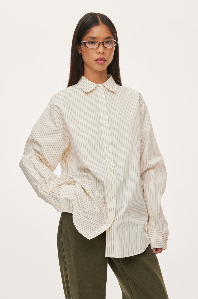 Oval Square Sava Shirt SHIRTS 1009 Off White Pinstripe