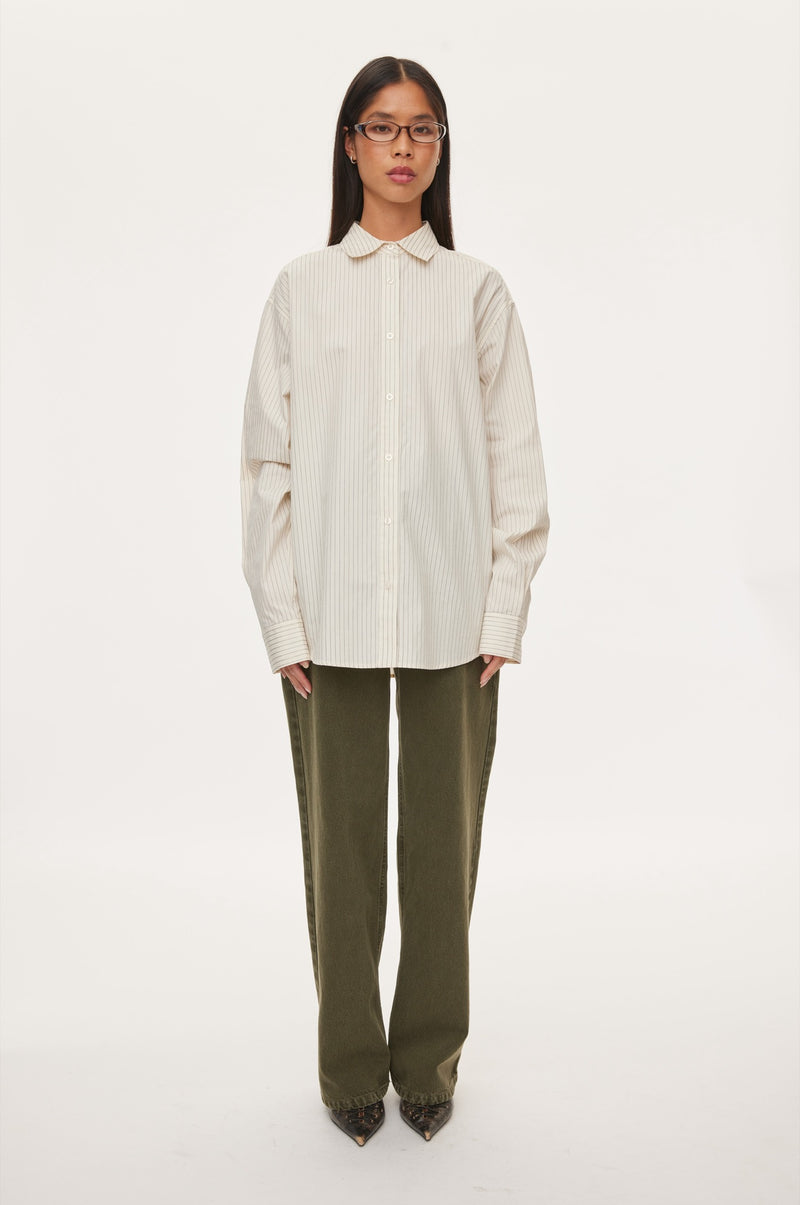 Oval Square Sava Shirt SHIRTS 1009 Off White Pinstripe