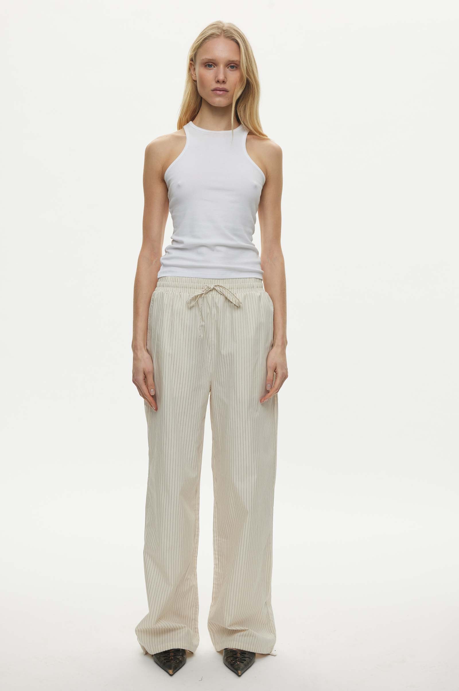 Oval Square Sava Trousers TROUSERS 1009 Off White Pinstripe