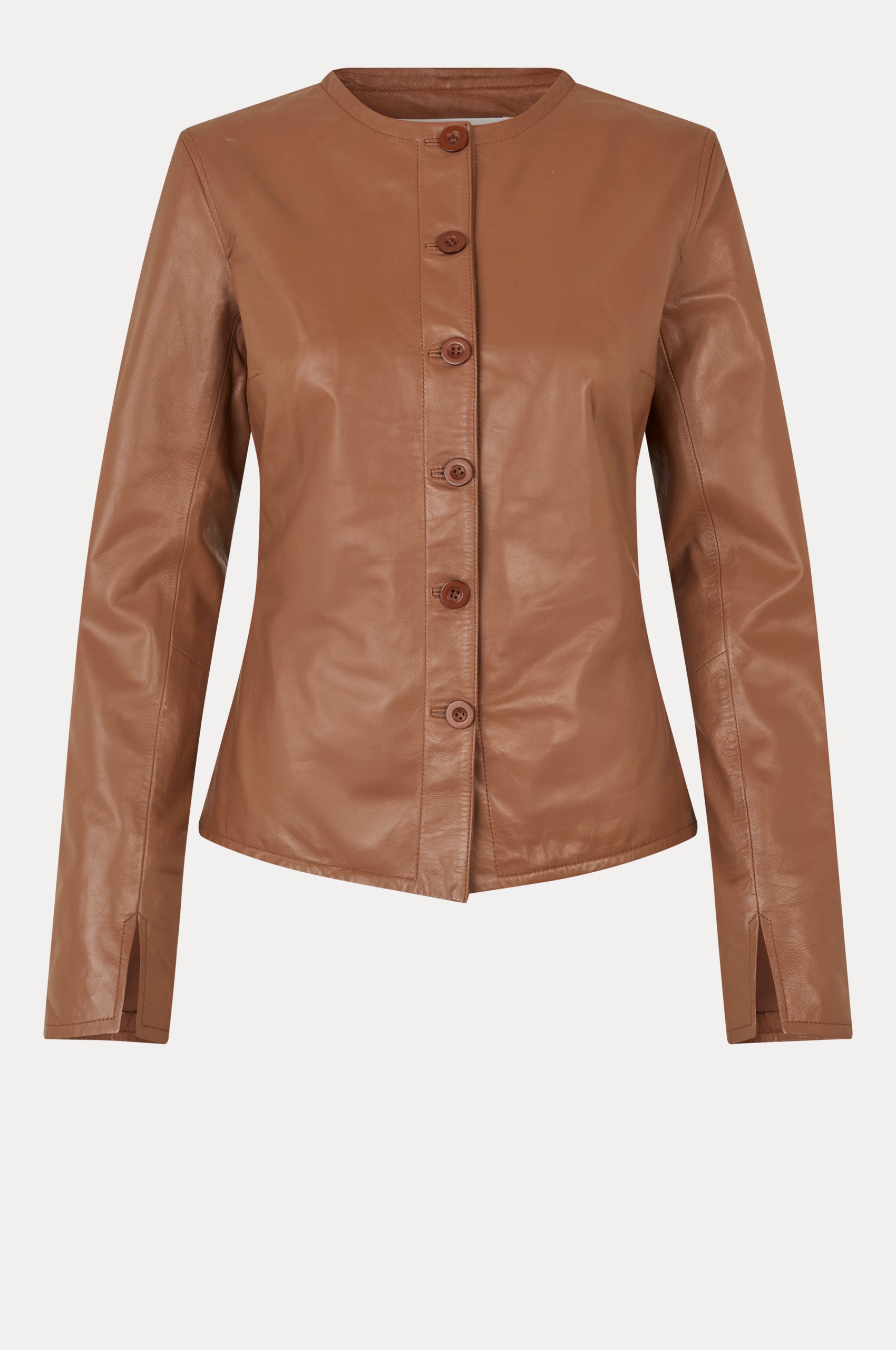 Oval Square Scoop Leather Blouse BLOUSES 6022 Coca Mocha