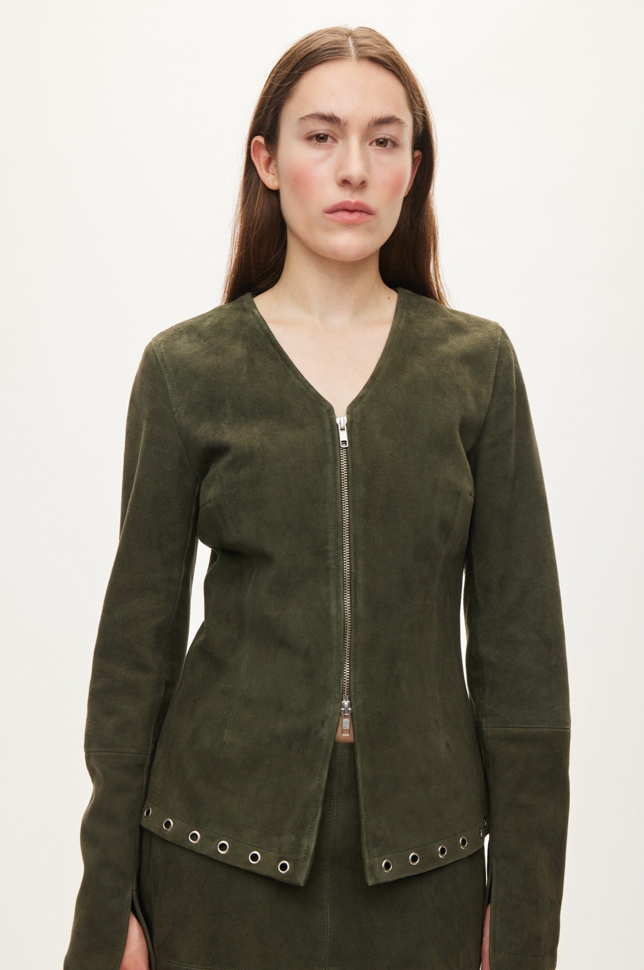 Oval Square Siffi Suede Blouse BLOUSES Dark Army
