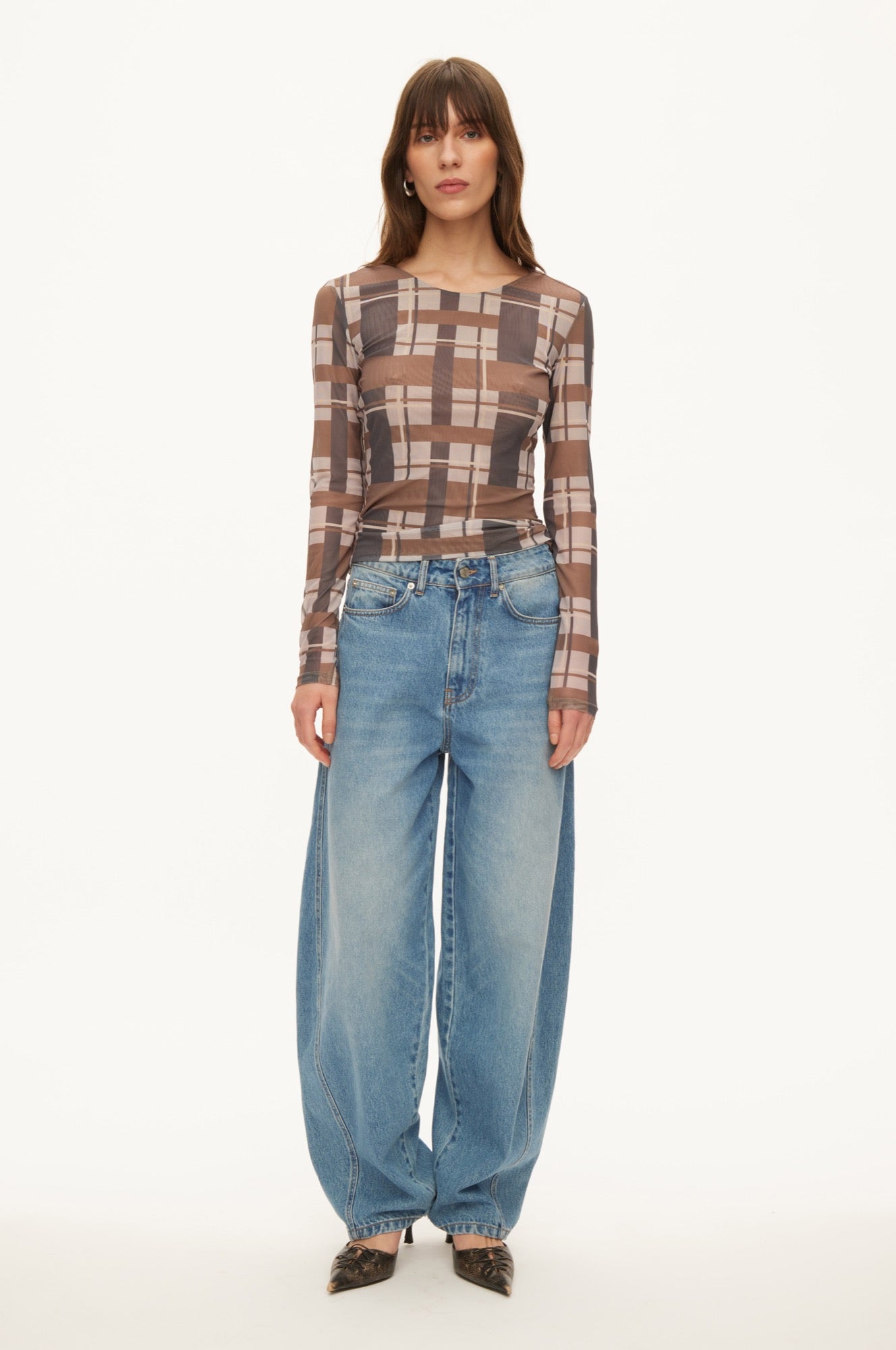 Oval Square Sisi ls blouse BLOUSES Checks