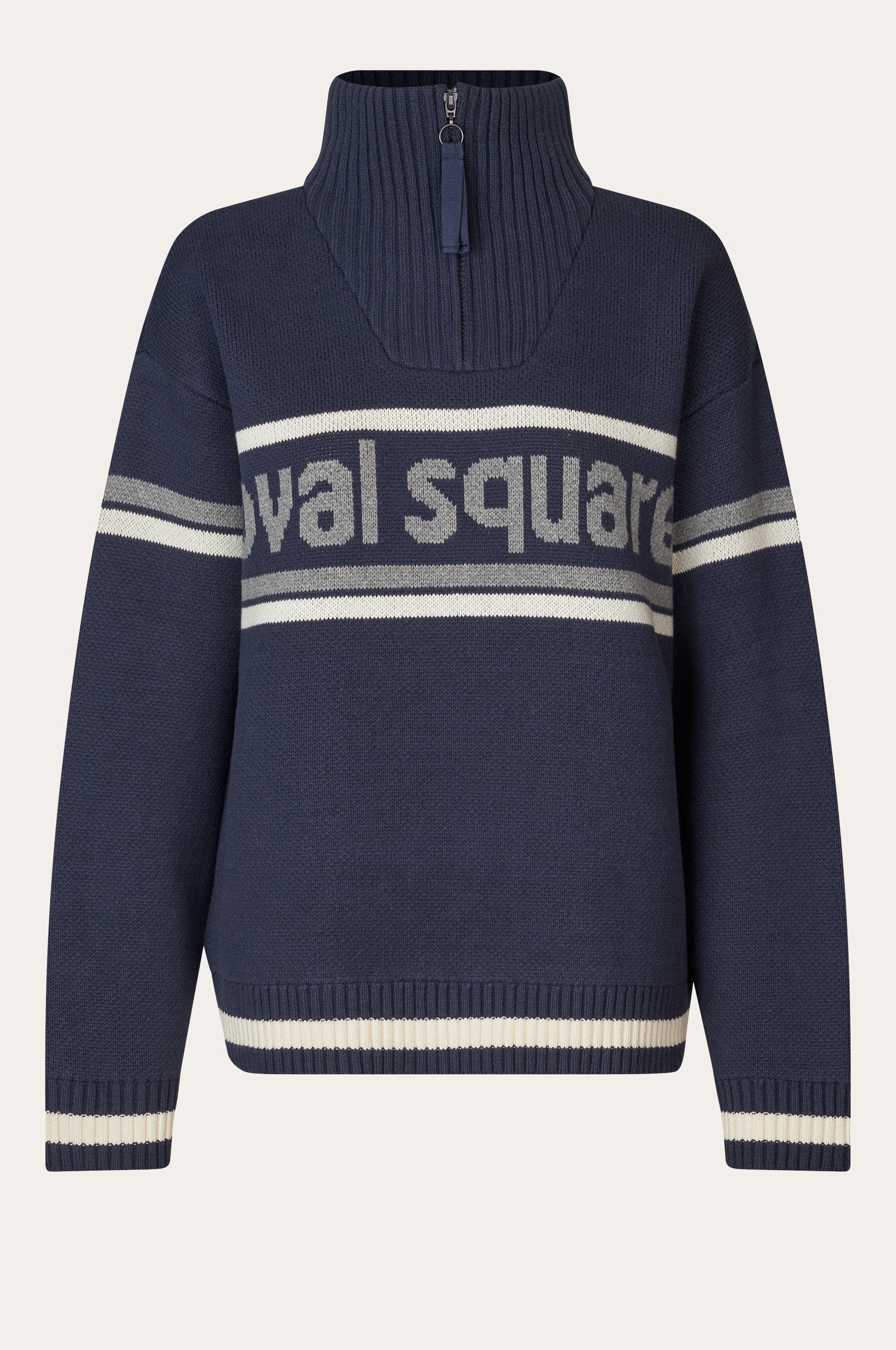 Oval Square Snow Zip Anorak KNITS Navy checks