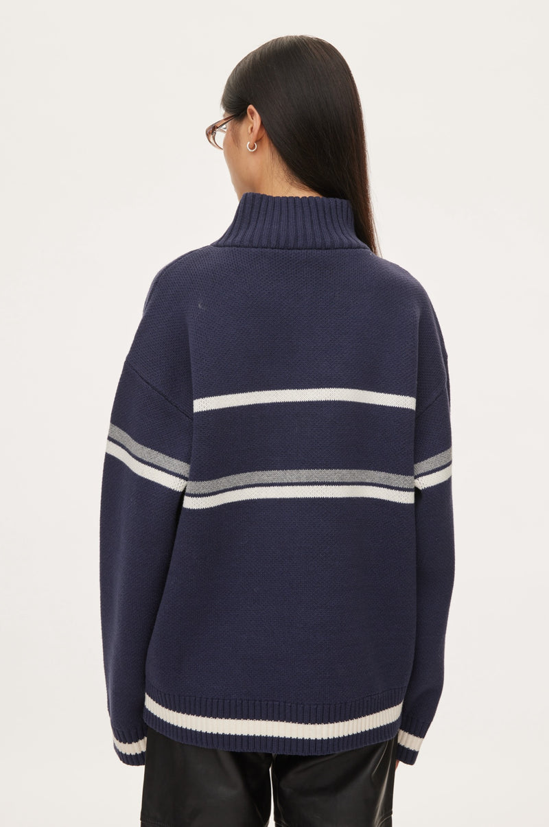 Oval Square Snow Zip Anorak KNITS 5035 Dark Navy