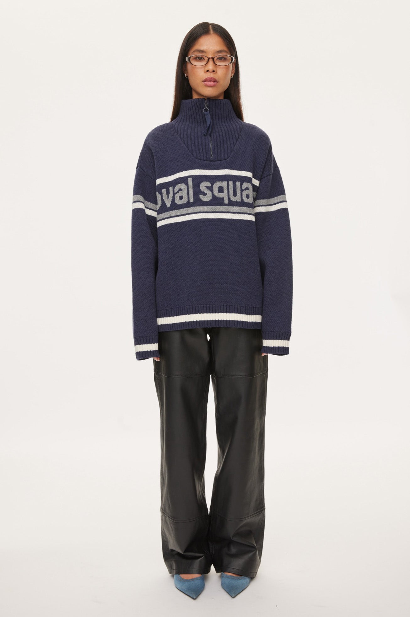 Oval Square Snow Zip Anorak KNITS Navy checks