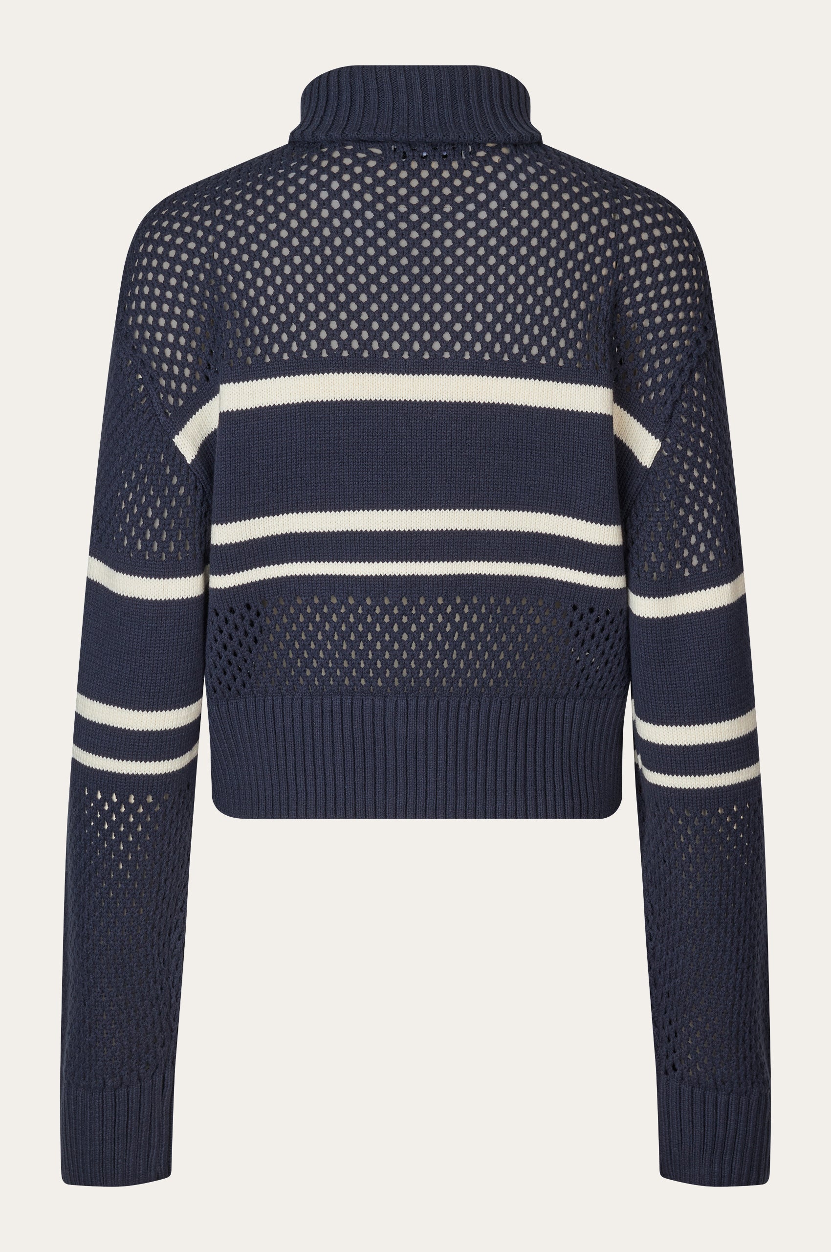 Oval Square Snow Zip Cardigan KNITS Navy checks