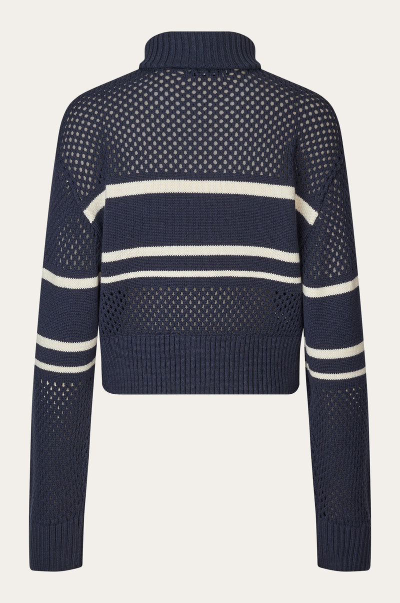 Oval Square Snow Zip Cardigan KNITS 5035 Dark Navy