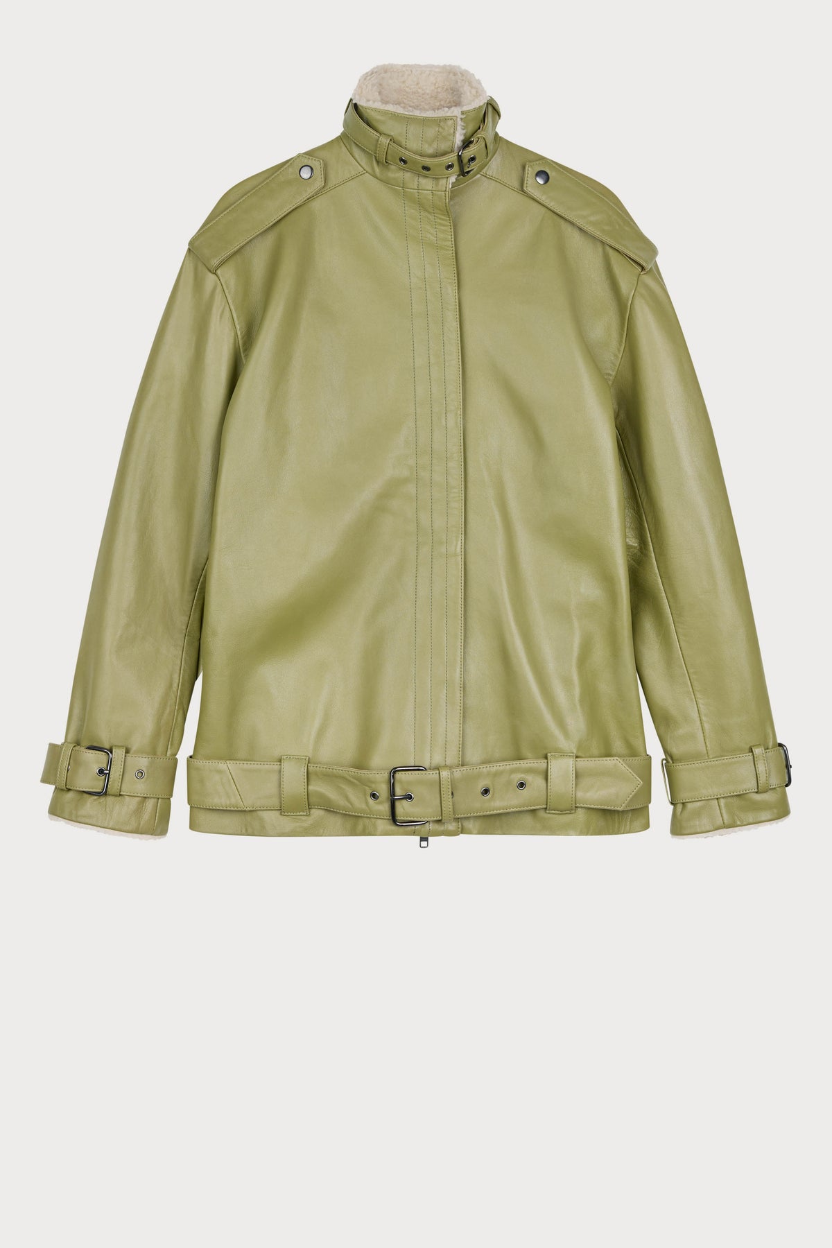 Oval Square Soley leather jacket JACKETS Moss Green
