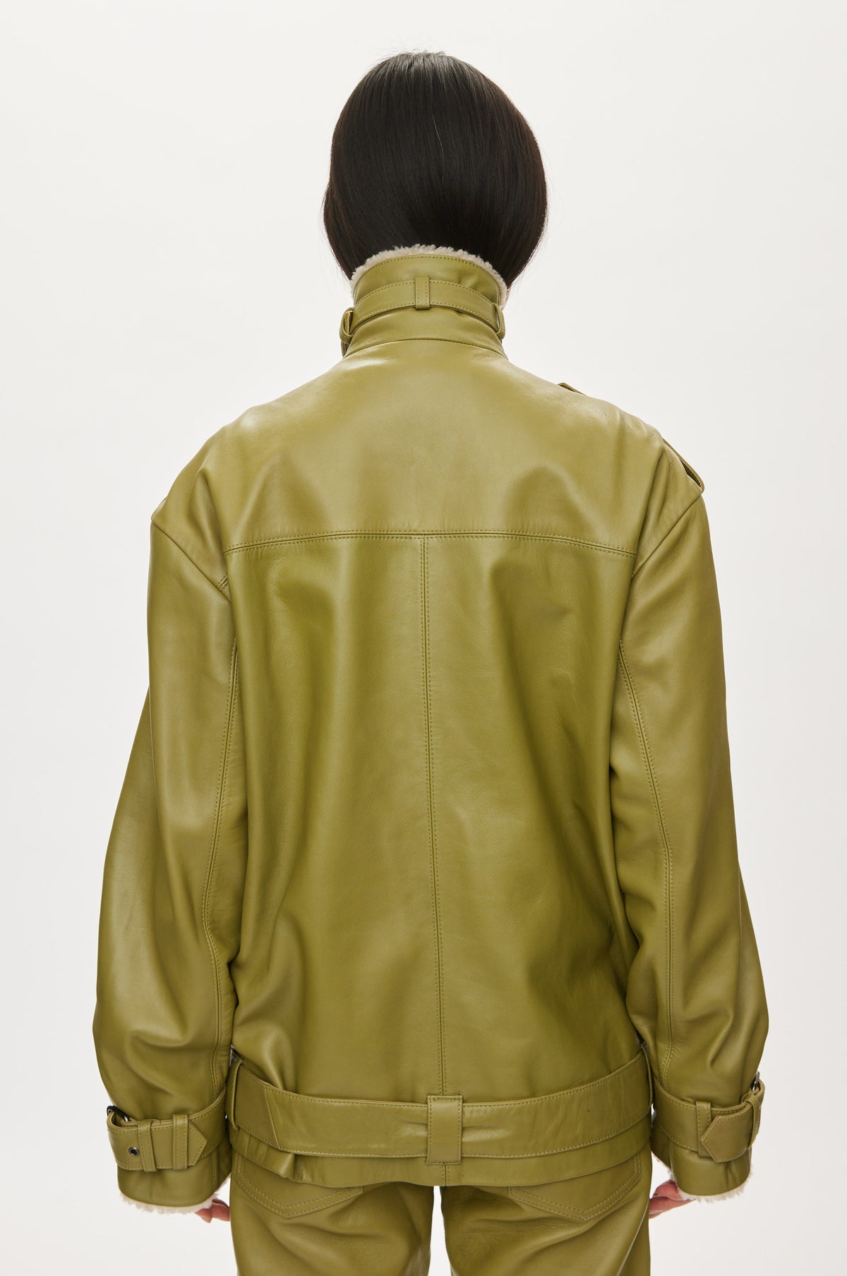 Oval Square Soley leather jacket JACKETS Moss Green
