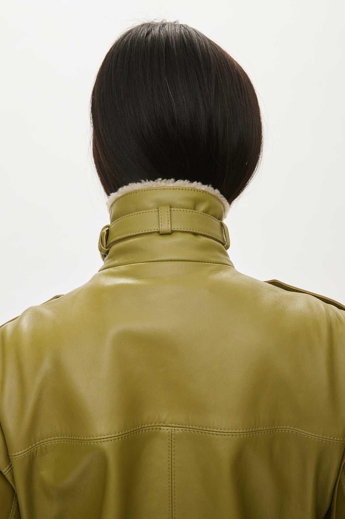 Oval Square Soley leather jacket JACKETS Moss Green