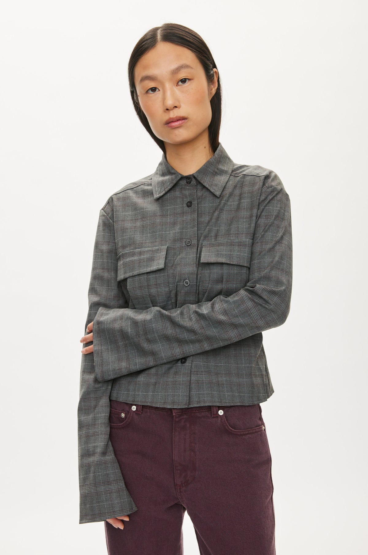 Oval Square Sophie shirt SHIRTS Grey checks