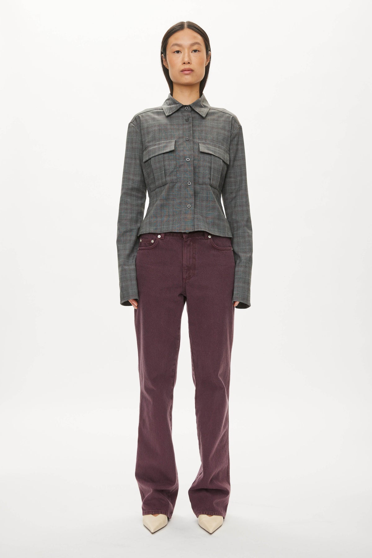 Oval Square Sophie shirt SHIRTS Grey checks