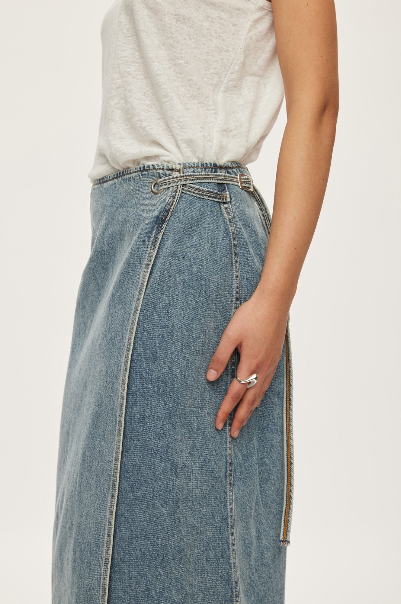 Oval Square Soul Denim Skirt 0107 SKIRTS 5018 0107 Ice Blue Wash