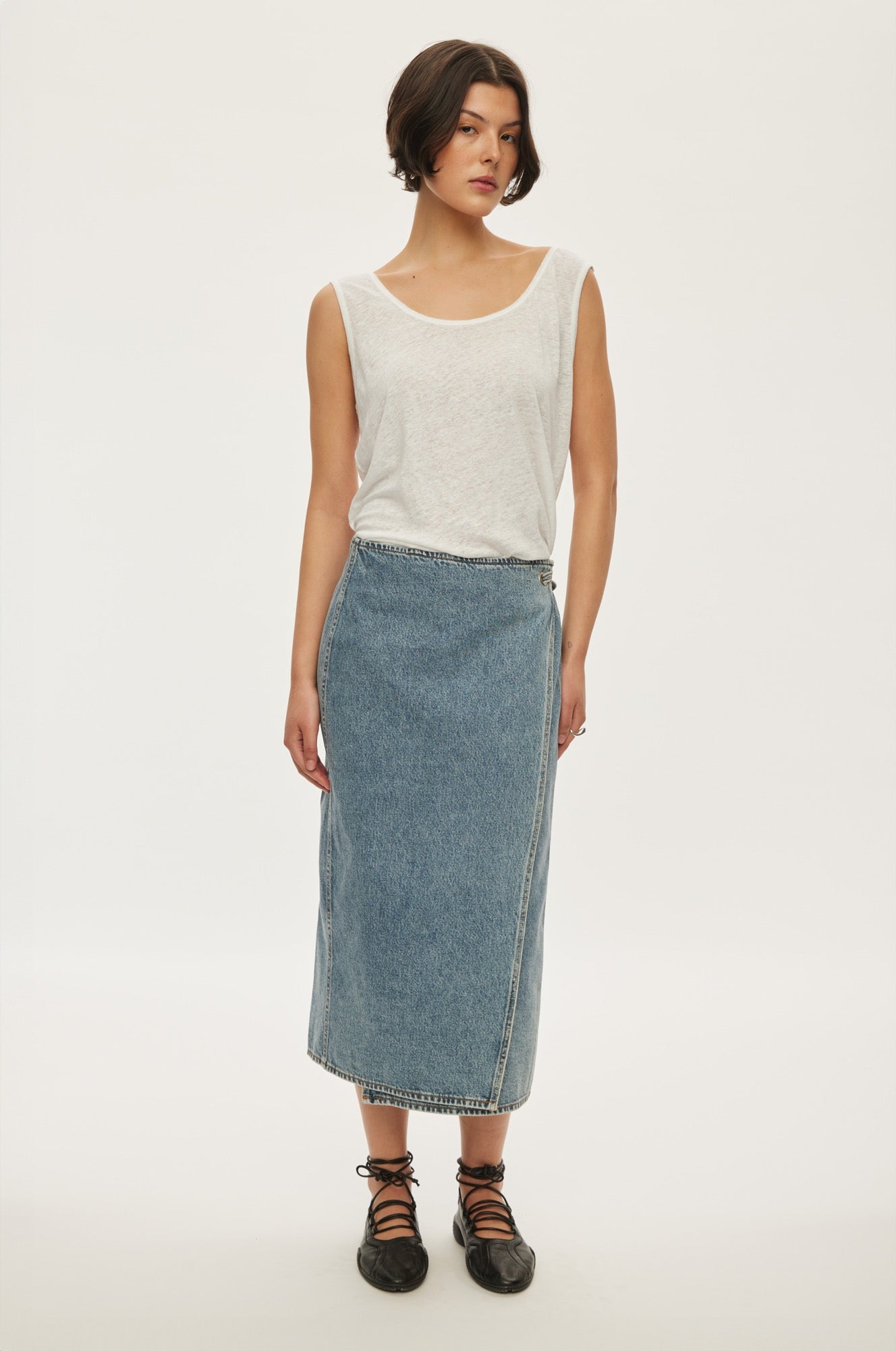 Oval Square Soul Denim Skirt 0107 SKIRTS 5018 0107 Ice Blue Wash