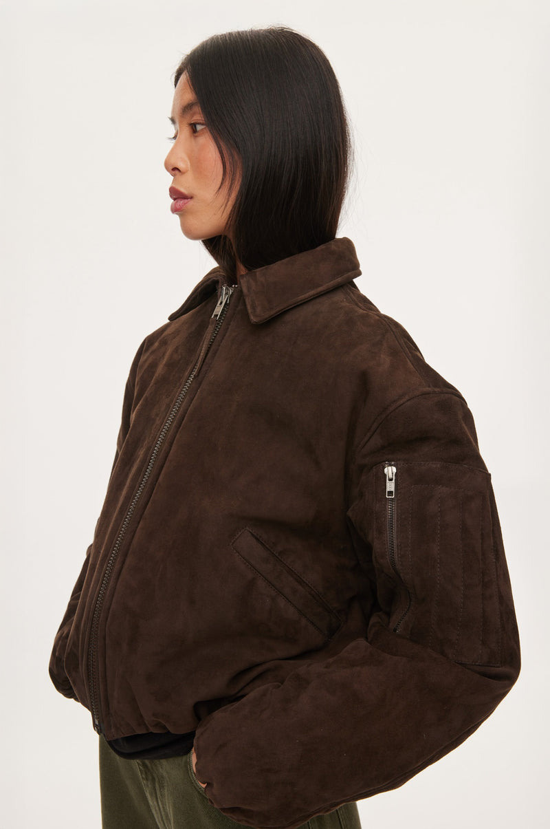 Oval Square Spirit Suede Bomber JACKETS 6015 Chocolate Torte