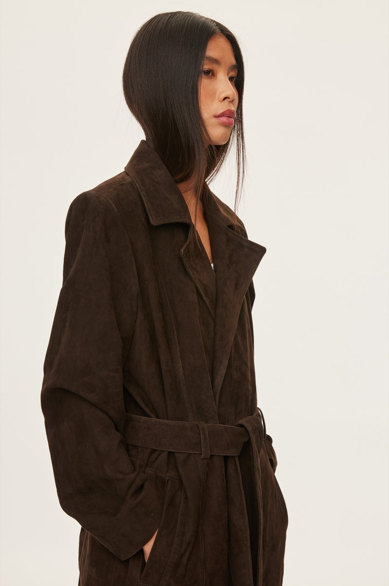 Oval Square Spirit Suede Coat COATS 6015 Chocolate Torte