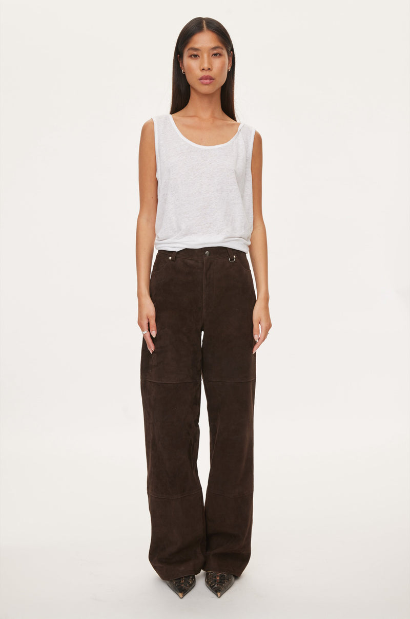 Oval Square Spirit Suede Trousers TROUSERS 6015 Chocolate Torte