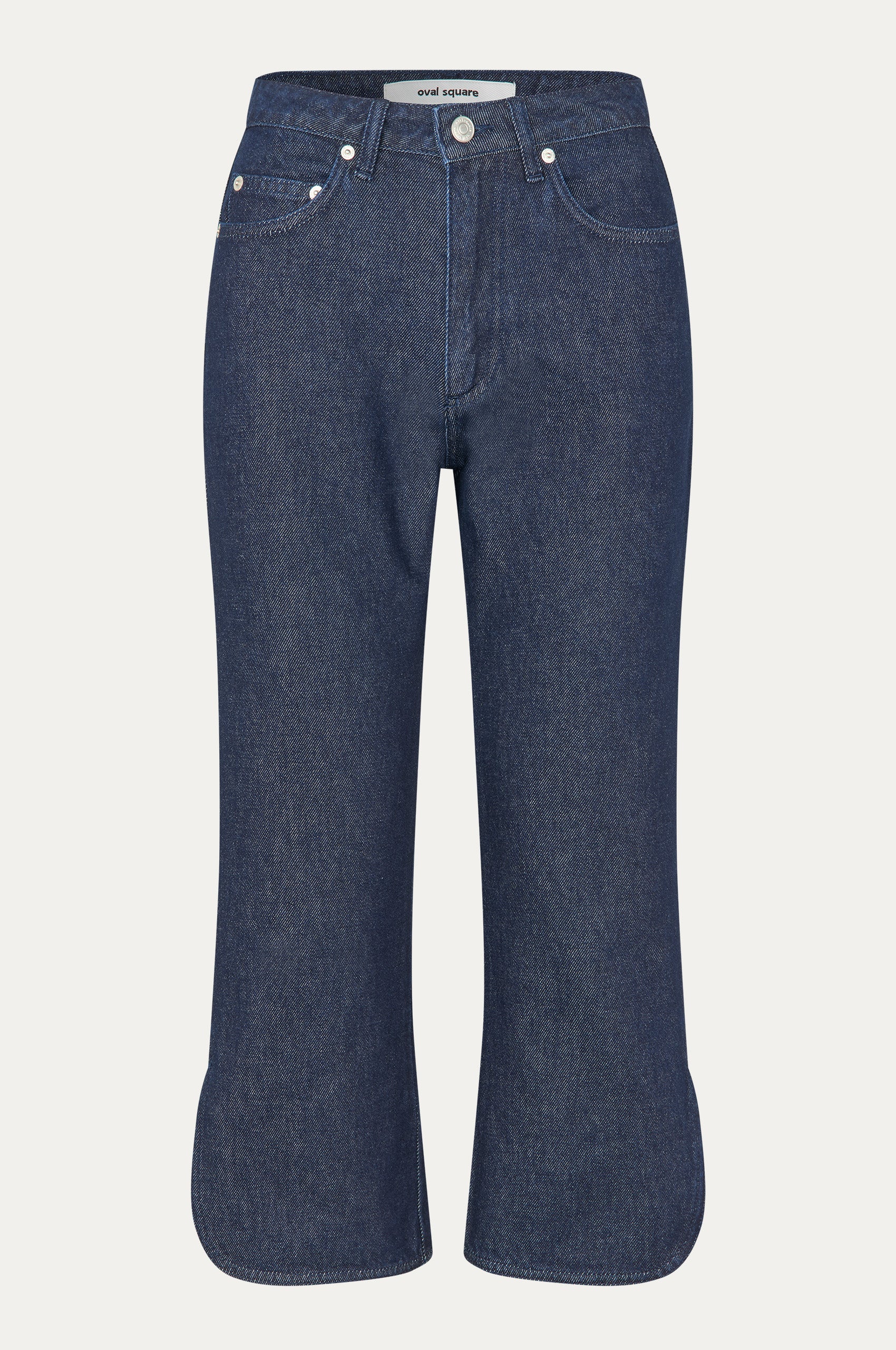Oval Square Split denim capri SHORTS Raw dark blue