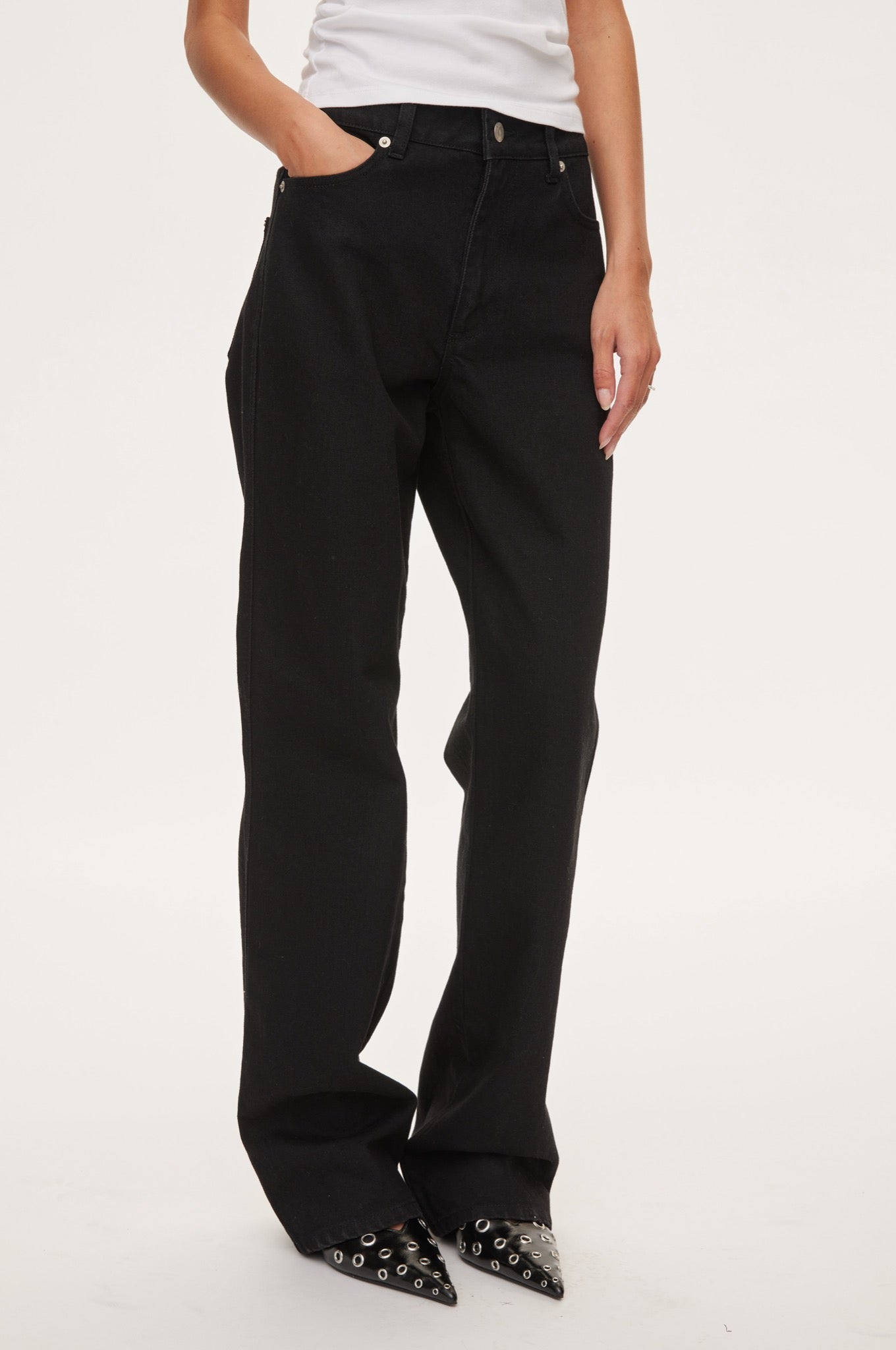 Oval Square Straight Jeans JEANS 8001 Black