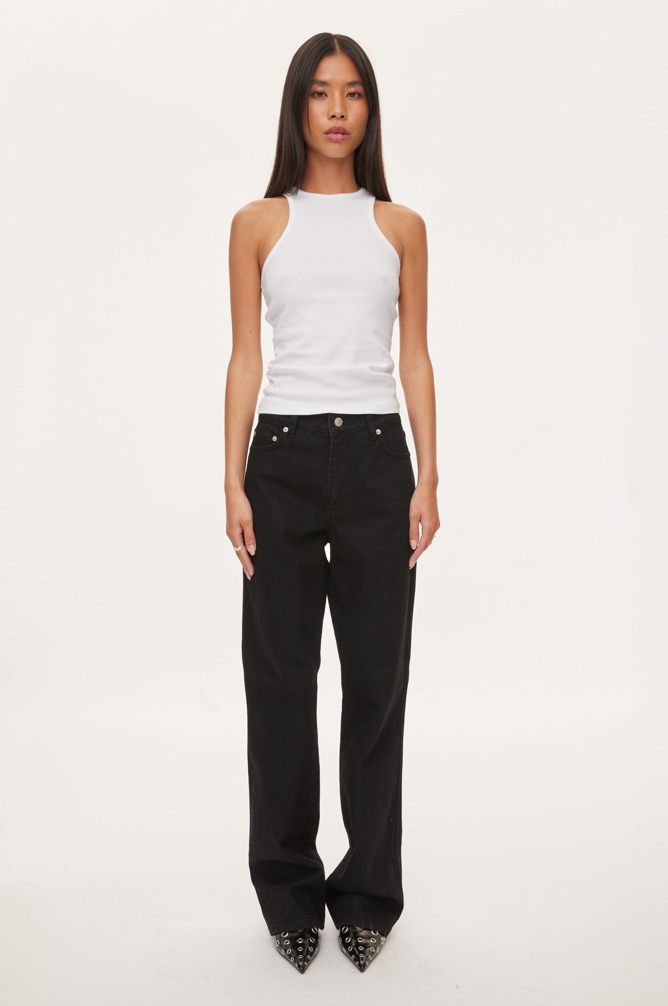 Oval Square Straight Jeans JEANS 8001 Black