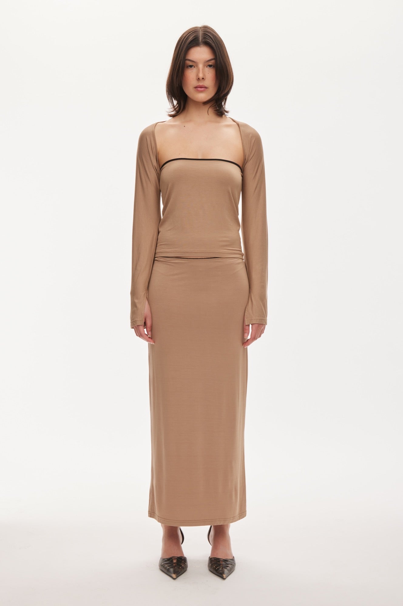 Oval Square Tango bolero top TOP Tan