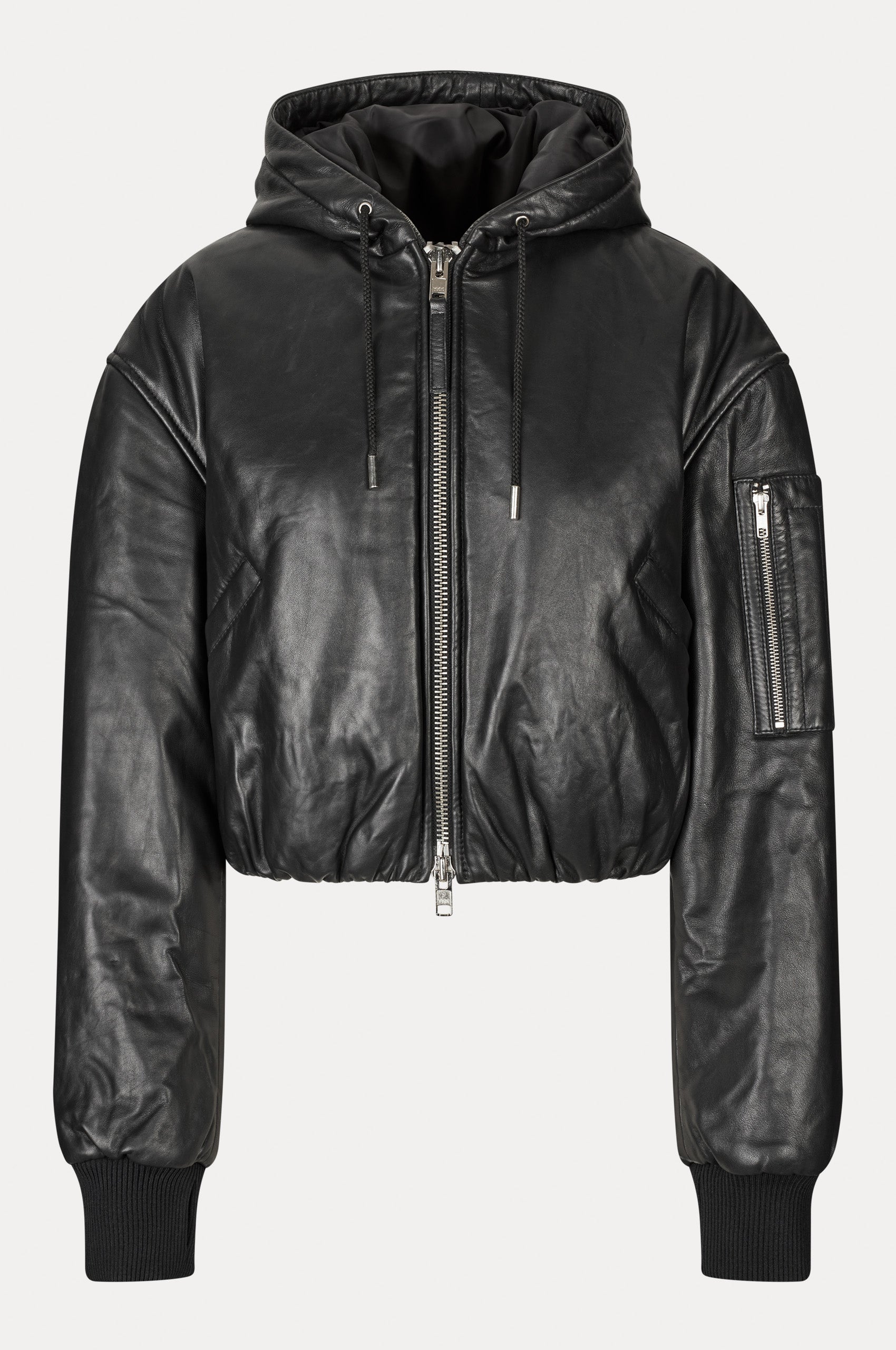 Oval Square Tempo Leather Jacket JACKETS 8001 Black