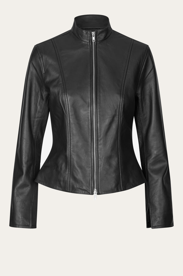 Oval Square Time Leather Blazer BLAZERS 8001 Black