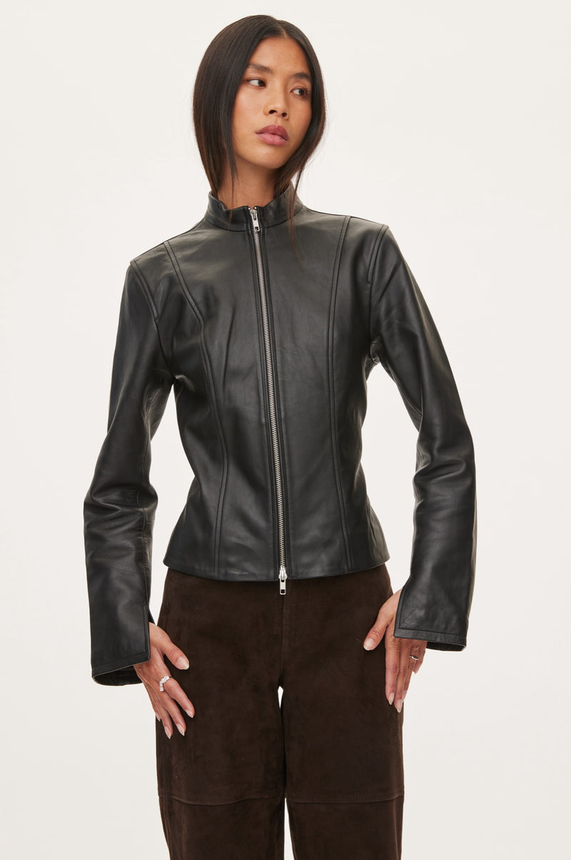Oval Square Time Leather Blazer BLAZERS 8001 Black